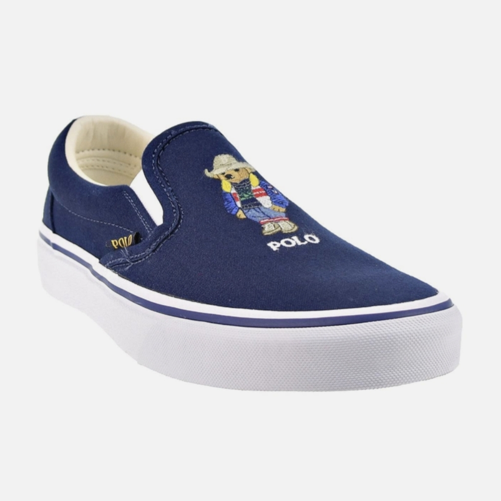 Polo Ralph Lauren Keaton Canvas Bear Slip-On Men's Sneakers NIB Size 10